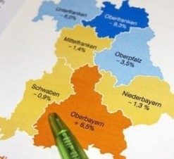 Karte von Bayern, bunt